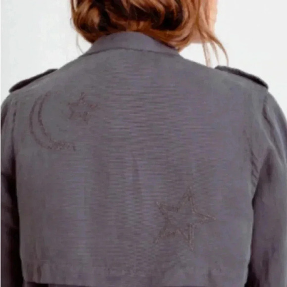 RAILS Rowen Dark Grey Star Embroidery Military Jacket Lightweight Relaxed Fit S - Picture 4 of 14